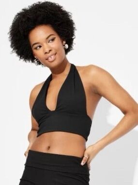 NWT Wild Fable Women's Black Halter Crop-top - Butterbliss Size M
